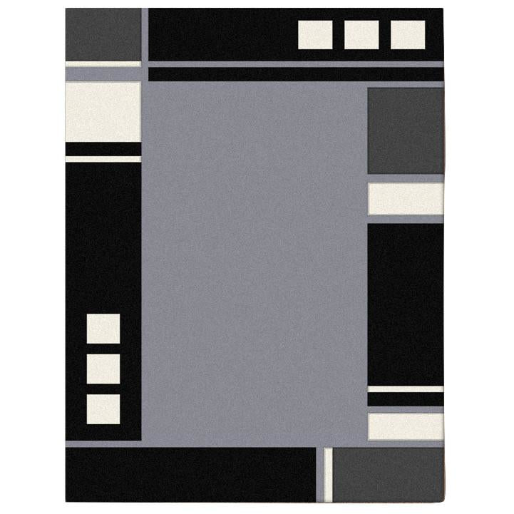Dover Grey Black Abstract Multi Coloured Border Modern Rug - 1