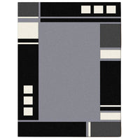 Dover Grey Black Abstract Multi Coloured Border Modern Rug - 1