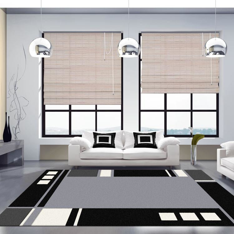 Dover Grey Black Abstract Multi Coloured Border Modern Rug - 2