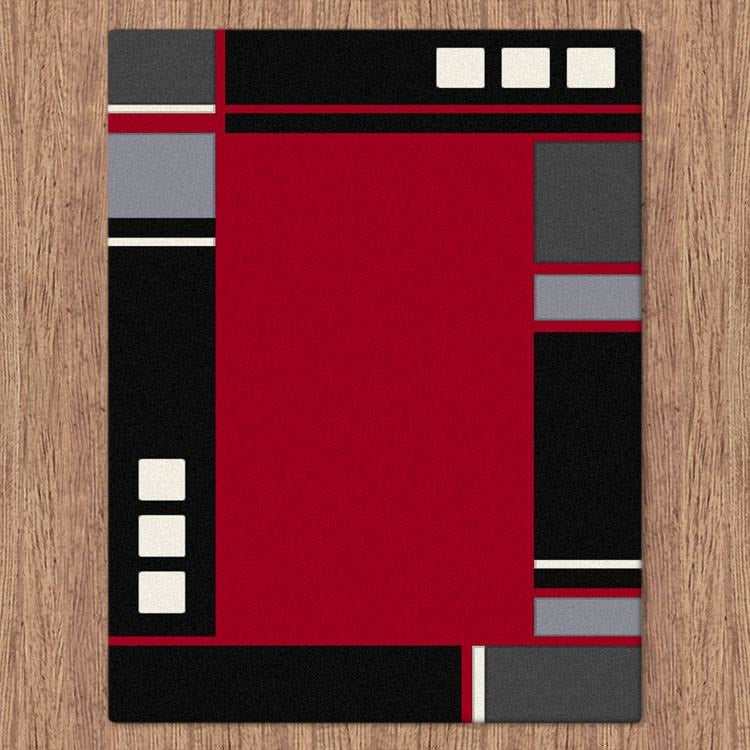 Dover Red Abstract Multi Coloured Border Modern Rug - 3