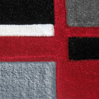 Dover Red Abstract Multi Coloured Border Modern Rug - 4