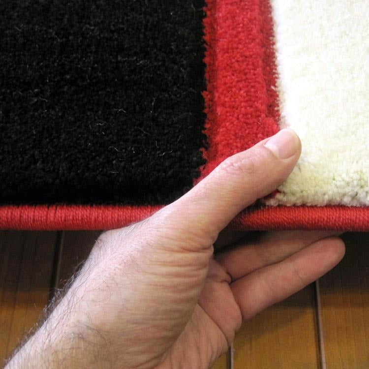 Dover Red Abstract Multi Coloured Border Modern Rug - 6
