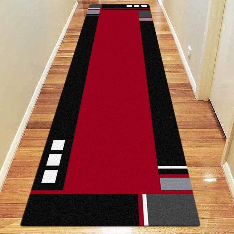 Dover Red Abstract Multi Coloured Border Modern Rug - runner