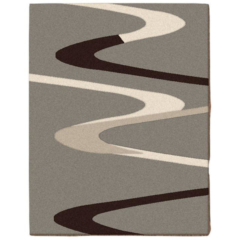 Dover Brown Beige Taupe Abstract Wave Pattern Grey Modern Rug - 1