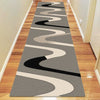 Dover Brown Beige Taupe Abstract Wave Pattern Grey Modern Rug Runner