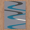 Dover Turquoise Blue Dark Grey Beige Abstract Wave Pattern Light Grey Modern Rug - 4