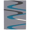 Dover Turquoise Blue Dark Grey Beige Abstract Wave Pattern Light Grey Modern Rug - 1