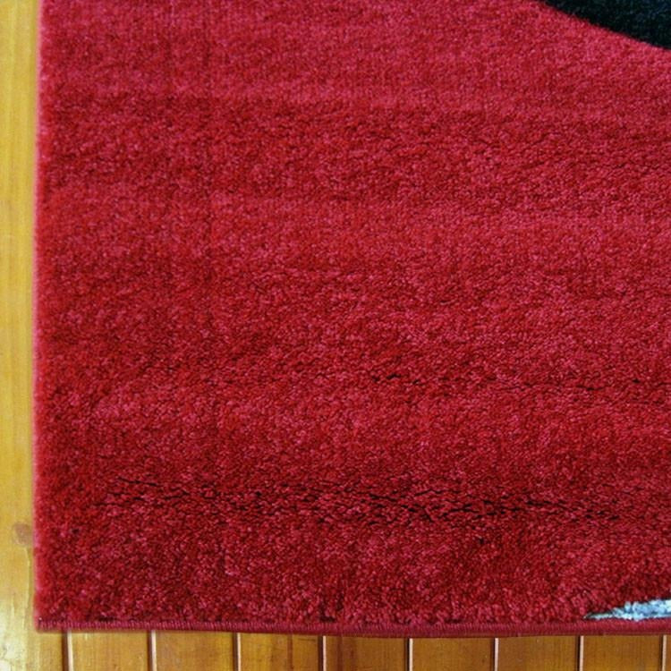 Dover Grey Black Abstract Wave Pattern Red Modern Rug - 2