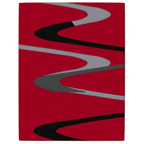 Dover Grey Black Abstract Wave Pattern Red Modern Rug - 1
