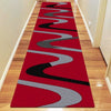 Dover Grey Black Abstract Wave Pattern Red Modern Rug - Runner