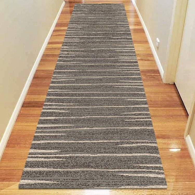 Dover Grey Beige Abstract Lines Modern Rug - Runner