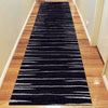 Dover Beige Grey Abstract Lines Black Modern Rug - Runner