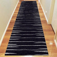 Dover Beige Grey Abstract Lines Black Modern Rug - Runner