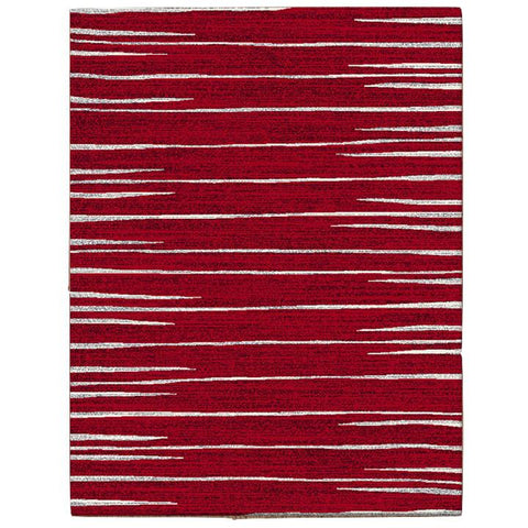 Dover Red White Grey Abstract Lines Modern Rug - 1