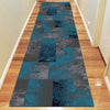 Dover Grey Blue Black Abstract Patchwork Modern Rug Runner