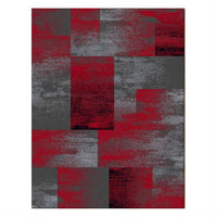 Dover Red Black Grey Beige Abstract Patchwork Modern Rug - 1