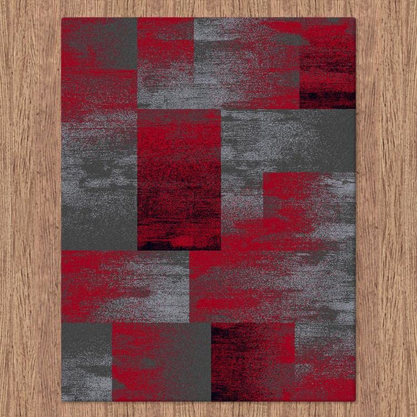 Dover Red Black Grey Beige Abstract Patchwork Modern Rug - 4