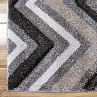 Dover Chevron Pattern Beige Black Grey White Modern Rug - 2