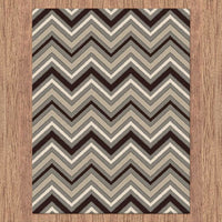 Dover Chevron Pattern Beige Black Grey White Modern Rug - 4