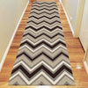 Dover Chevron Pattern Beige Black Grey White Modern Rug Runner