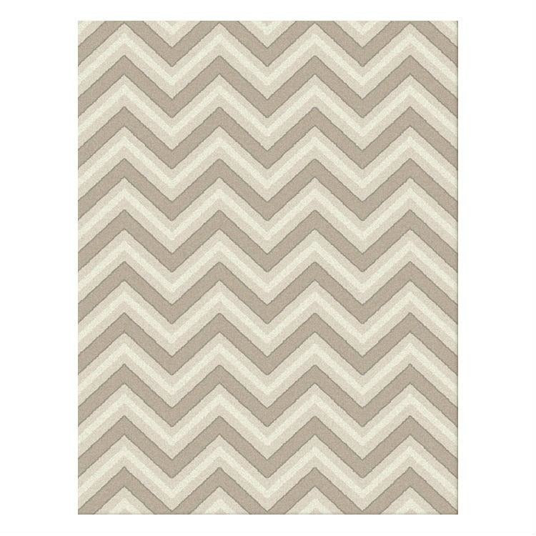 Dover Chevron Pattern Beige Grey White Modern Rug - 1