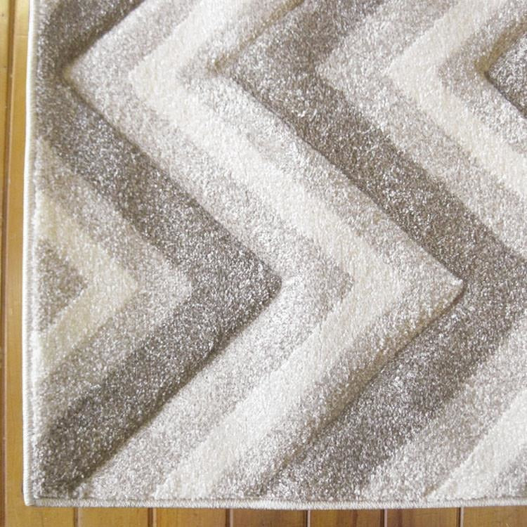 Dover Chevron Pattern Beige Grey White Modern Rug - 2