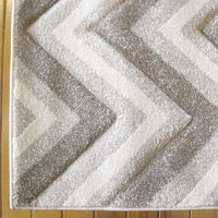 Dover Chevron Pattern Beige Grey White Modern Rug - 2