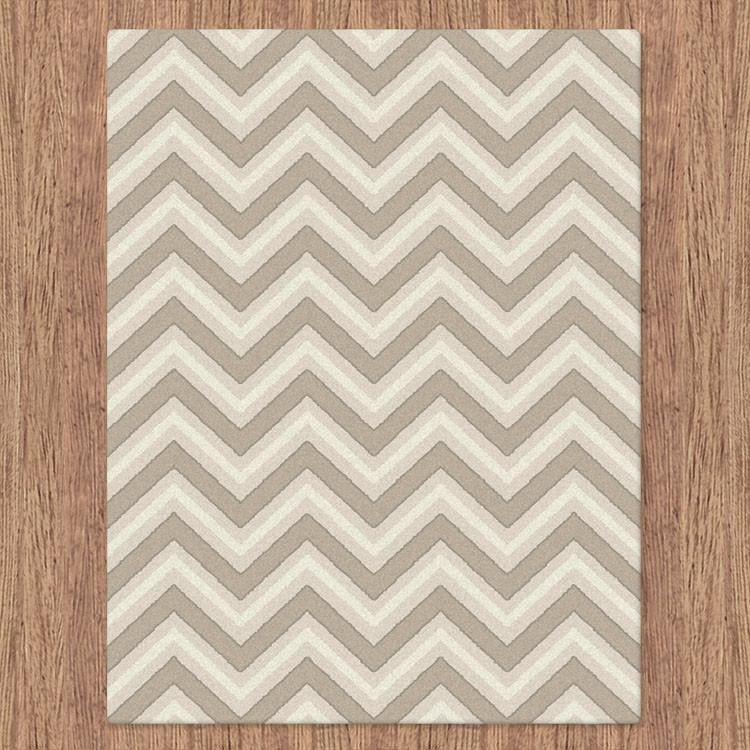 Dover Chevron Pattern Beige Grey White Modern Rug - 4