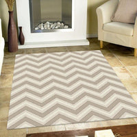 Dover Chevron Pattern Beige Grey White Modern Rug - 5