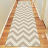 Dover Chevron Pattern Beige Grey White Modern Rug Runner