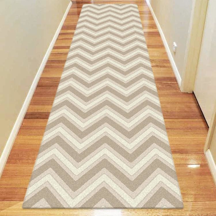 Dover Chevron Pattern Beige Grey White Modern Rug Runner