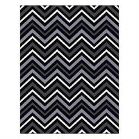 Dover Chevron Pattern Black Grey White Modern Rug - 1