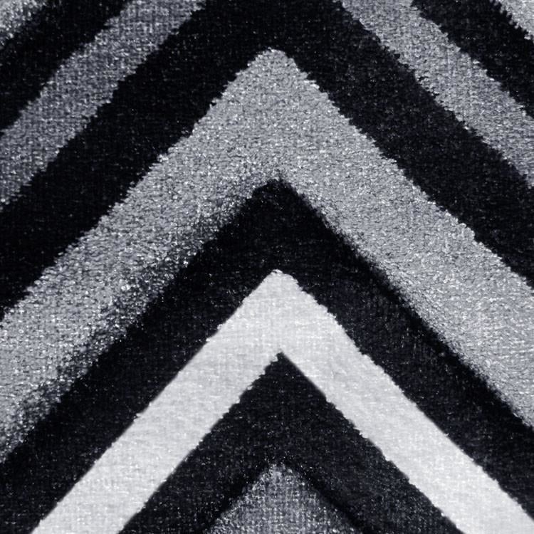 Dover Chevron Pattern Black Grey White Modern Rug - 3