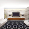 Dover Chevron Pattern Black Grey White Modern Rug - 5