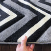 Dover Chevron Pattern Black Grey White Modern Rug - 6