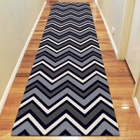 Dover Chevron Pattern Black Grey White Modern Rug Runner