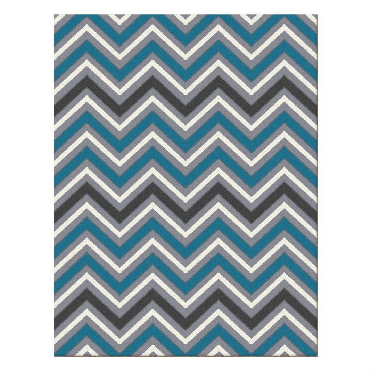Dover Chevron Pattern Blue Grey Beige Modern Rug - 1