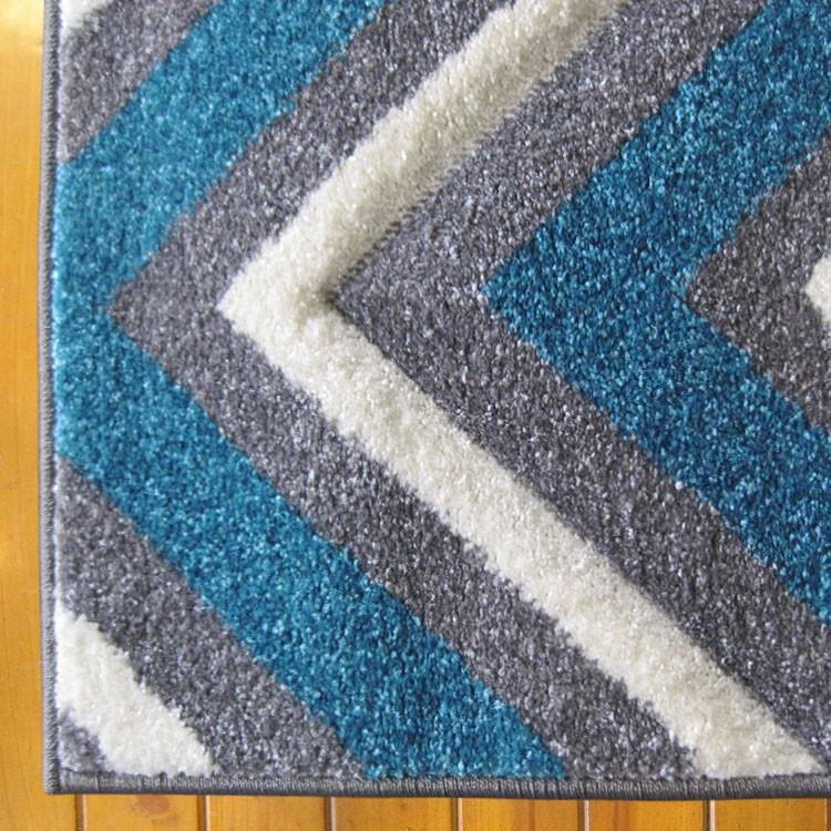 Dover Chevron Pattern Blue Grey Beige Modern Rug - 2