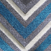 Dover Chevron Pattern Blue Grey Beige Modern Rug - 3