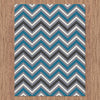 Dover Chevron Pattern Blue Grey Beige Modern Rug - 4