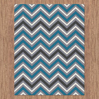 Dover Chevron Pattern Blue Grey Beige Modern Rug - 4