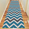 Dover Chevron Pattern Blue Grey Beige Modern Rug Runner