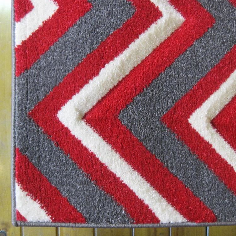 Dover Chevron Pattern Red Black Grey Beige Modern Rug - 2