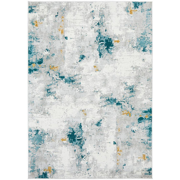 Tomsk 1201 Grey Gold Teal Modern Patterned Rug - Rugs Of Beauty - 1