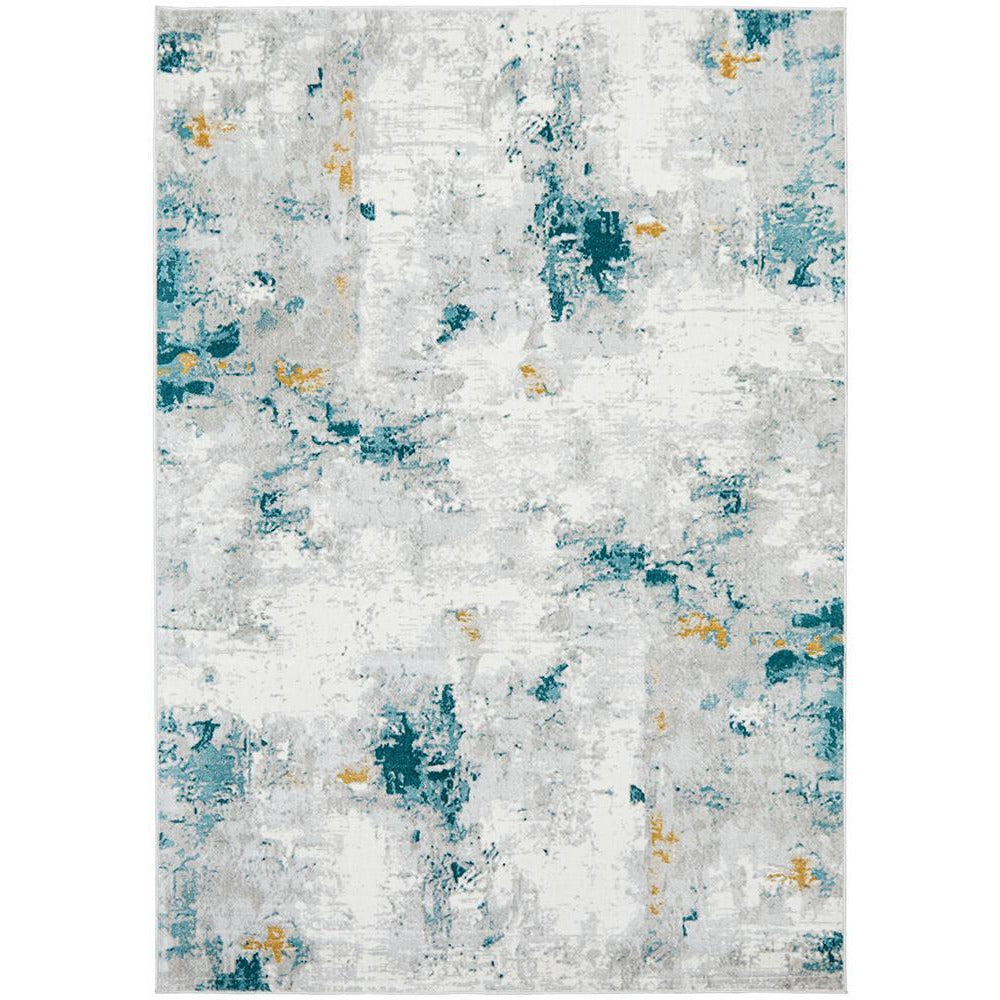Tomsk 1201 Grey Gold Teal Modern Patterned Rug - Rugs Of Beauty - 1