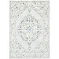 Tomsk 1202 White Grey Yellow Teal Transitional Patterned Rug - Rugs Of Beauty - 1