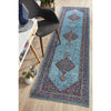 Menhit Blue Multi Coloured Transitional Patterned Runner Rug - Rugs Of Beauty - 2