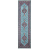 Menhit Blue Multi Coloured Transitional Patterned Runner Rug - Rugs Of Beauty - 1