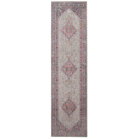 Menhit Grey Transitional Patterned Runner Rug - Rugs Of Beauty