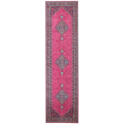 Menhit Pink Transitional Patterned Runner Rug - Rugs Of Beauty - 1
